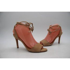 Loeffler Randall Women's Size 6.5 B Tan Suede  Wrap Heels  Sandals